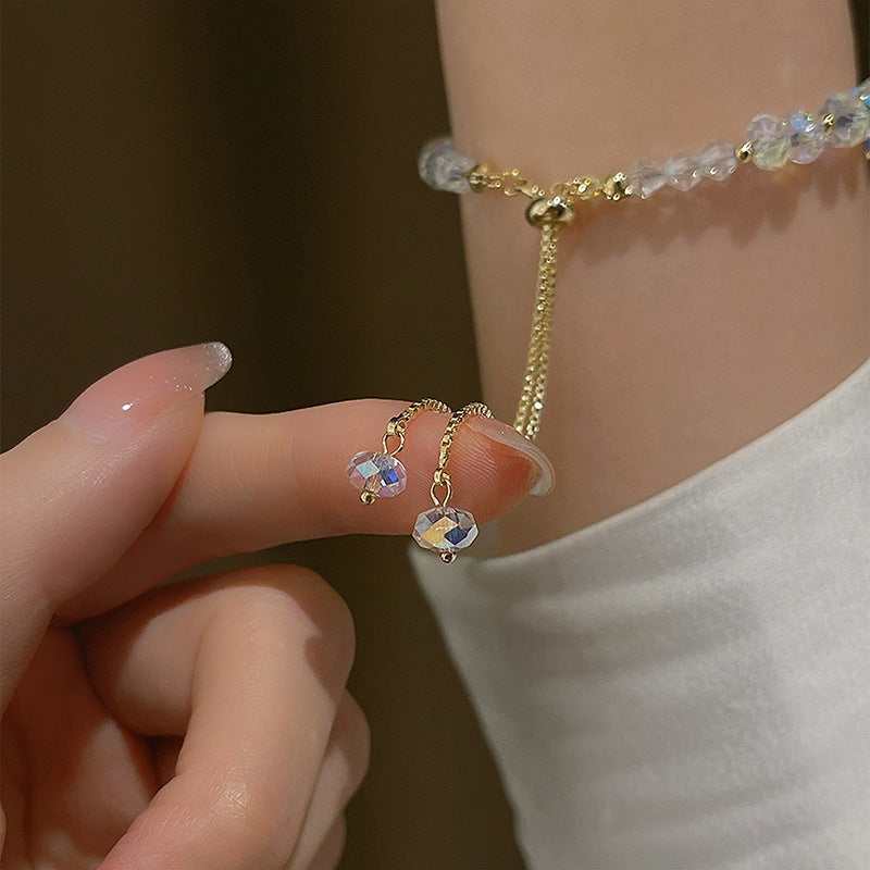 Korean Crystal Ball Adjustable Bracelet for Women - Elegant Summer Jewelry