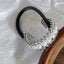 Golden Silver Chain Pearl Hair Tie - Retro U-Shaped Alloy Ponytail Band