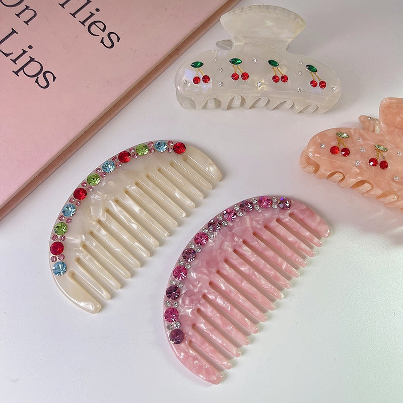 Colorful Diamond Acetate Hair Comb Shark Clip for Girls