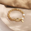 Metal Chain Geometric Pearl Alloy Bracelet Set for Women