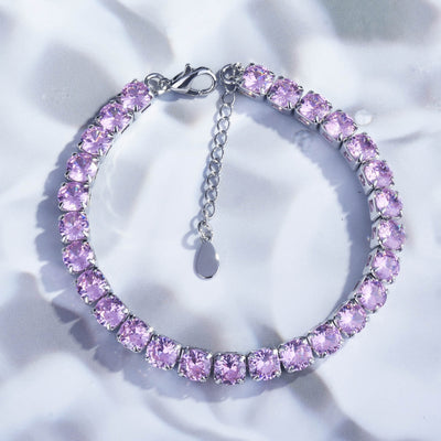 Luxury Pink Crystal Diamond Claw Chain Bracelet - European and American Style