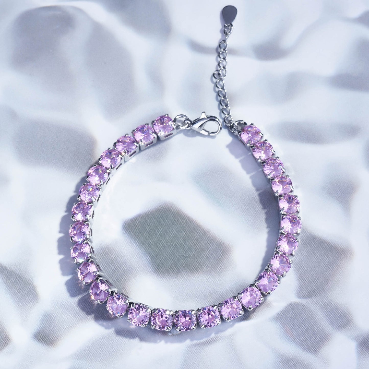 Luxury Pink Crystal Diamond Claw Chain Bracelet - European and American Style