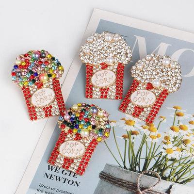 Colorful Diamond and Pearl Drop Earrings - Festive Fashion Jewelry for Women