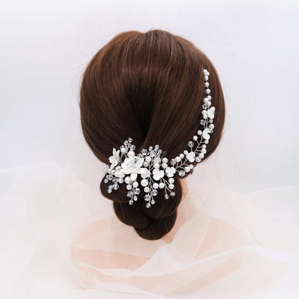 Retro Bridal Wedding Headdress with Acrylic Flower and Pearl Hair Band