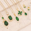 Vintage Emerald Zircon Pendant Copper Necklace Clavicle Chain