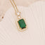 Vintage Emerald Zircon Pendant Copper Necklace Clavicle Chain