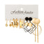 Retro Geometric Pearl and Alloy Earrings Set - 5 Pairs