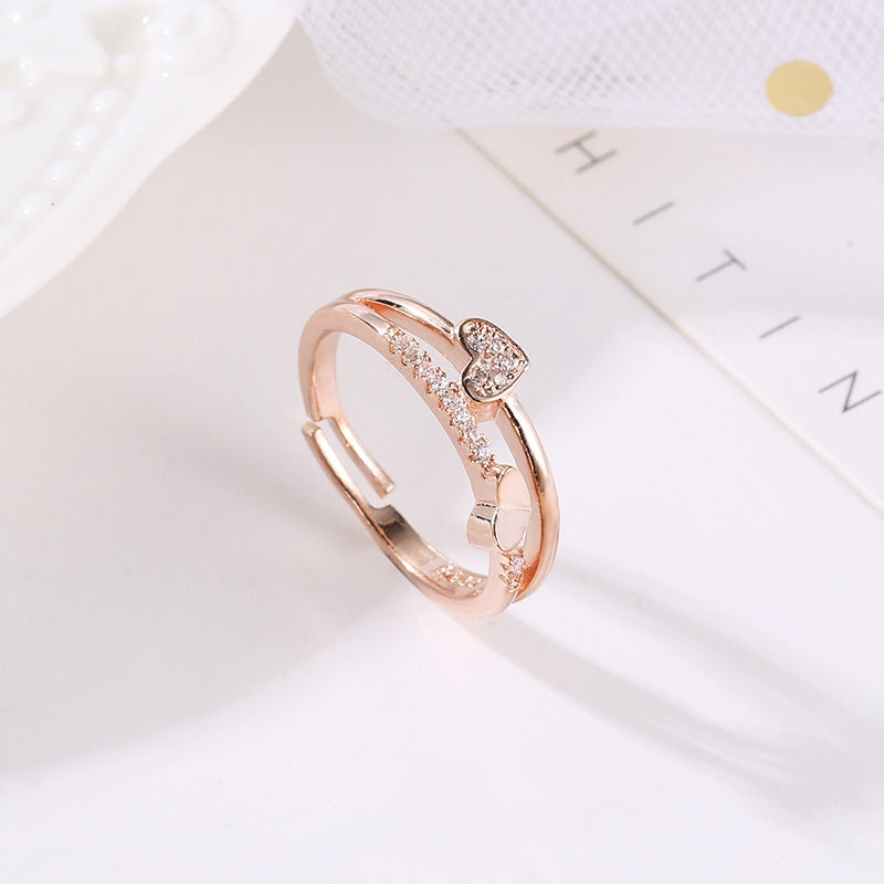 Creative Heart-to-Heart Adjustable Heart-Shaped Ring