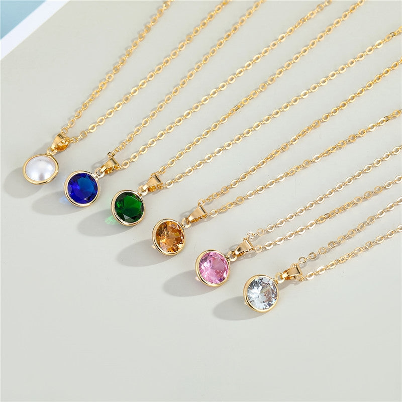 New Minimalist Round Rhinestone Pendant Necklace