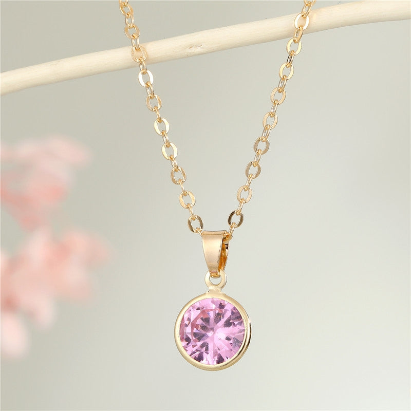 New Minimalist Round Rhinestone Pendant Necklace