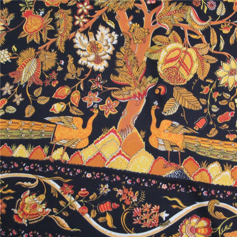 Tree of Life Print Silk Square Scarf 90cm Shawl and Headscarf