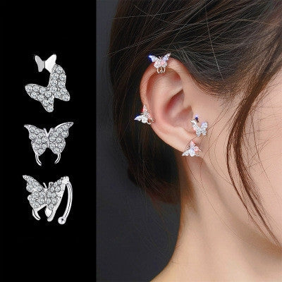 Elegant Rhinestone Butterfly Earrings for Women - Chic and Versatile Ear Clips