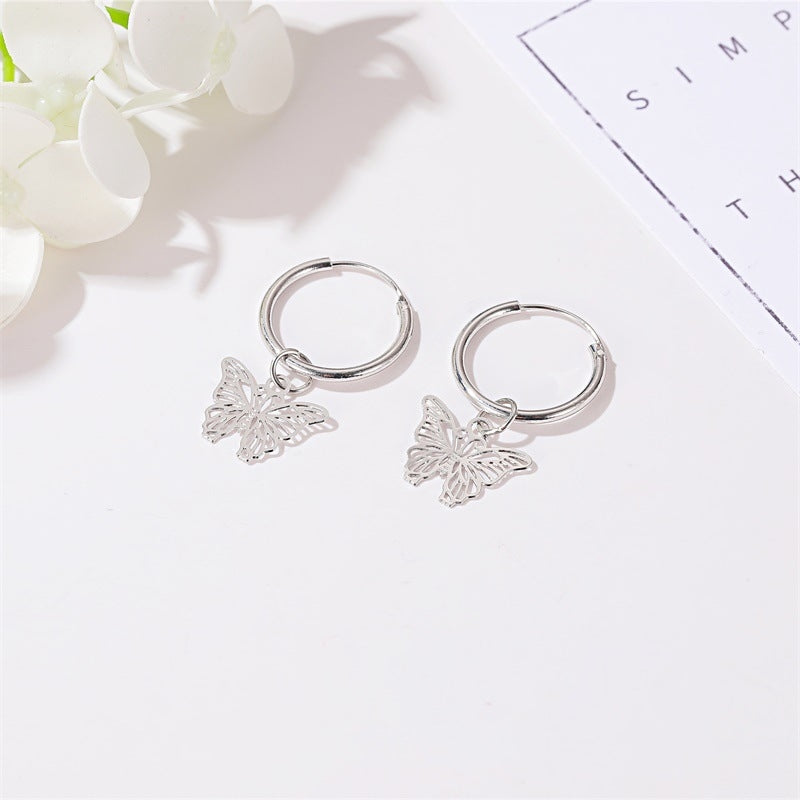 Elegant French Hollow Butterfly Earrings - Minimalist Insect Design