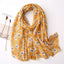 Gardenia Print Silk Cotton Linen Scarf and Beach Shawl for Women