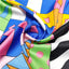 90cm Twill Silk Square Scarf with Striped Horse Head Print