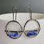 Handcrafted Retro Lapis Lazuli Hoop Earrings in Silver Finish