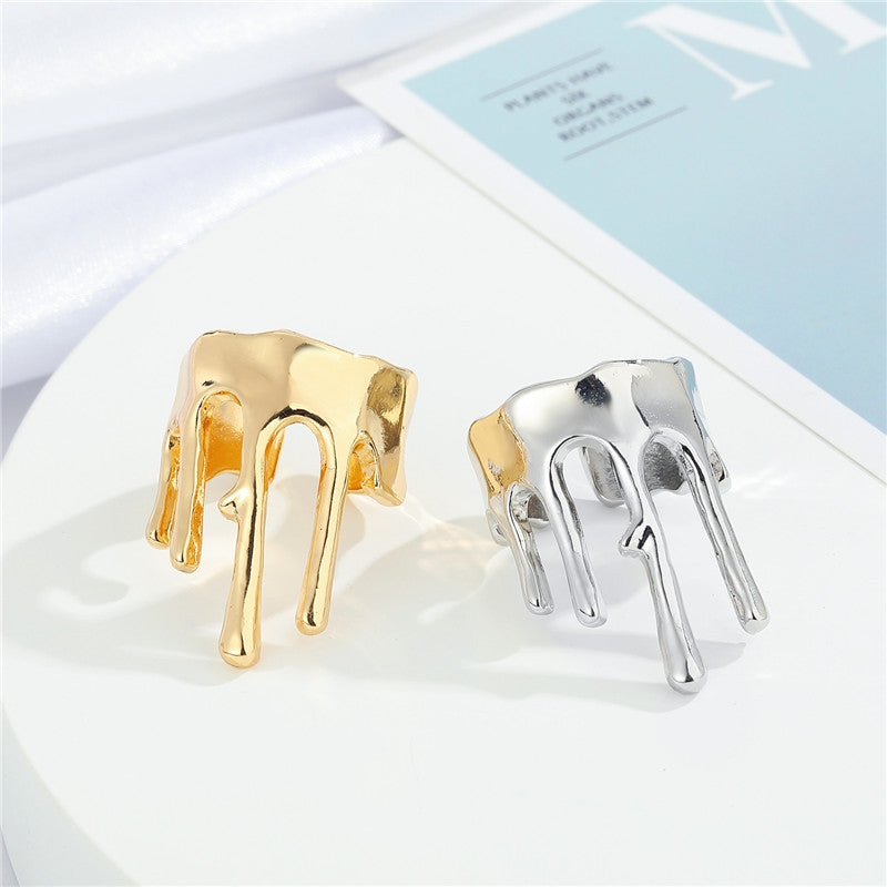 Two-Tone Crown Adjustable Open Ring