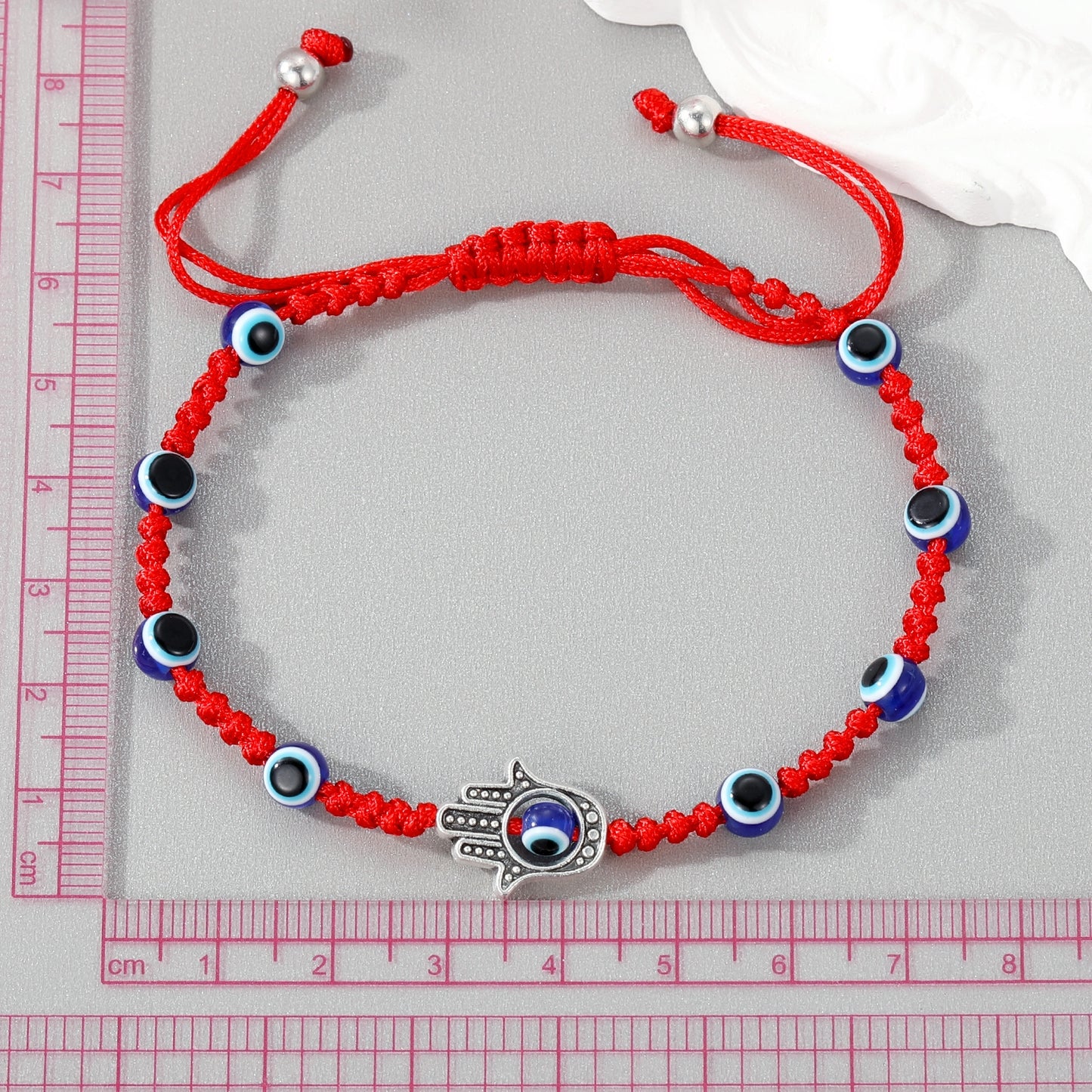 Vintage Palm Blue Eye Pendant Beaded Adjustable Bracelet - Retro Hand-Woven Design