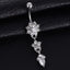 Elegant Water Drop Flower Pendant Belly Button Ring with Diamond Accents