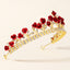 Baroque Red Rose Diamond Crown and Vintage Necklace Earring Set for Weddings