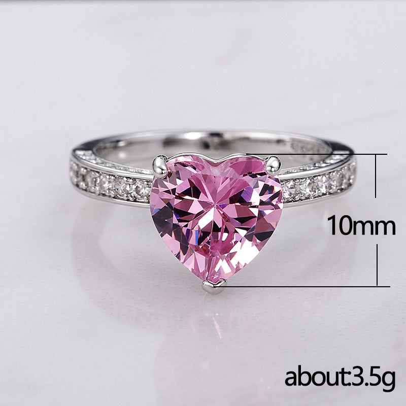 AAA Heart-Shaped Pink Zircon Copper Engagement Ring