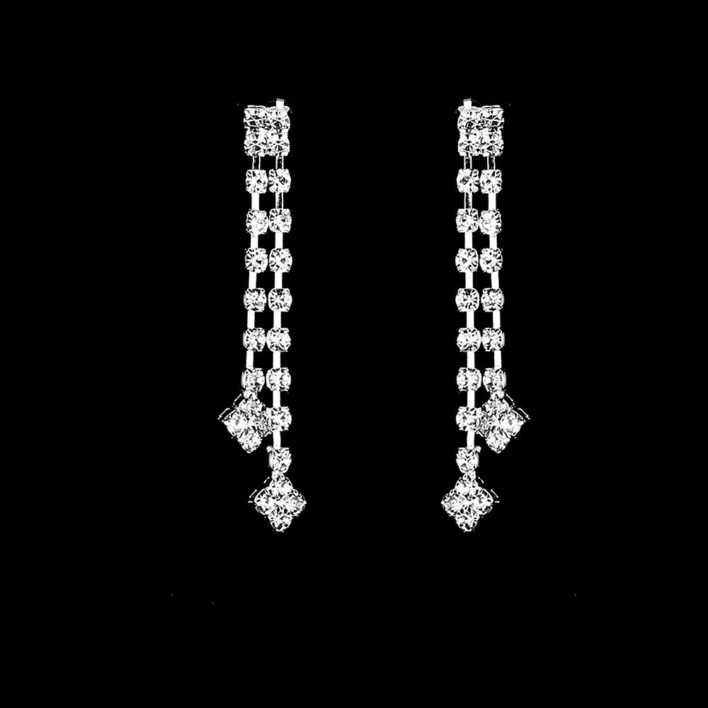 Elegant Bridal Diamond Necklace, Earrings, and Bracelet Jewelry Set