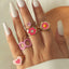 Zircon Flower Heart Geometric Ring Set - 5 Pieces