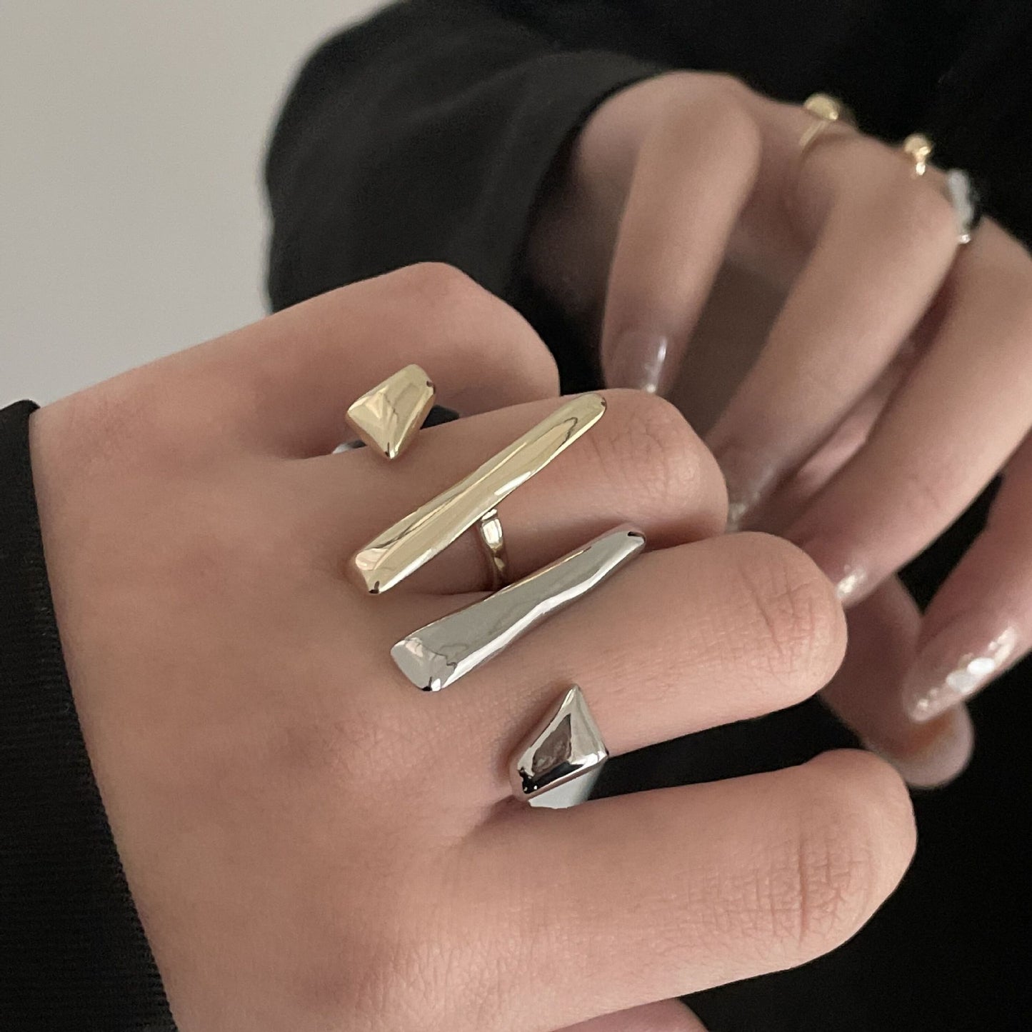 Niche Geometric Adjustable Open Index Finger Ring