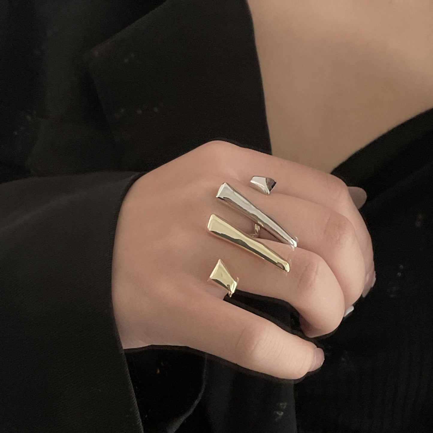 Niche Geometric Adjustable Open Index Finger Ring