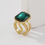 Simple Square Gemstone Adjustable Open Ring for Women