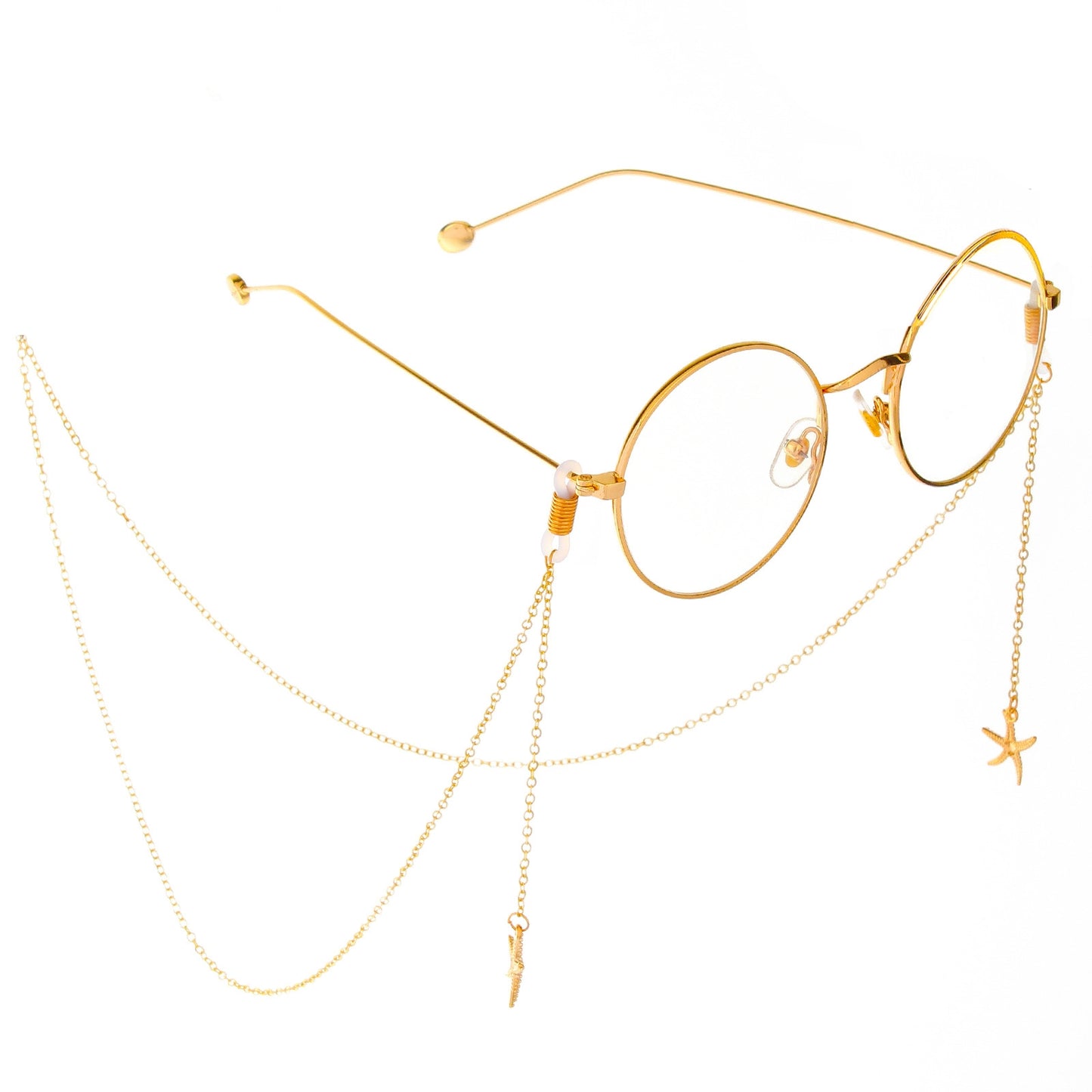 Non-Slip Metal Glasses Chain with Gold Starfish Pendant