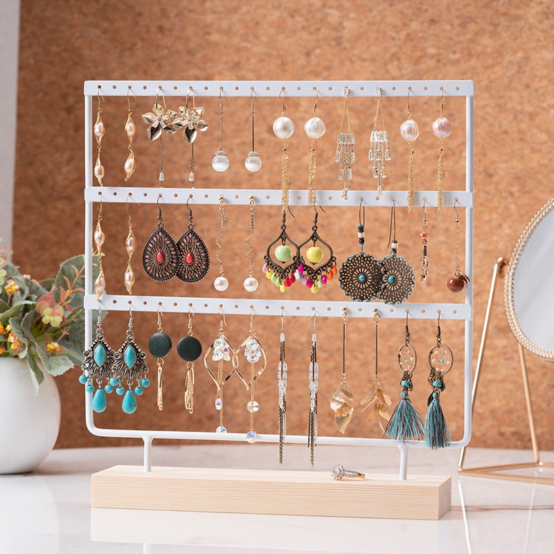 Nordic Style Multi-Layer Metal and Wood Jewelry Display Rack