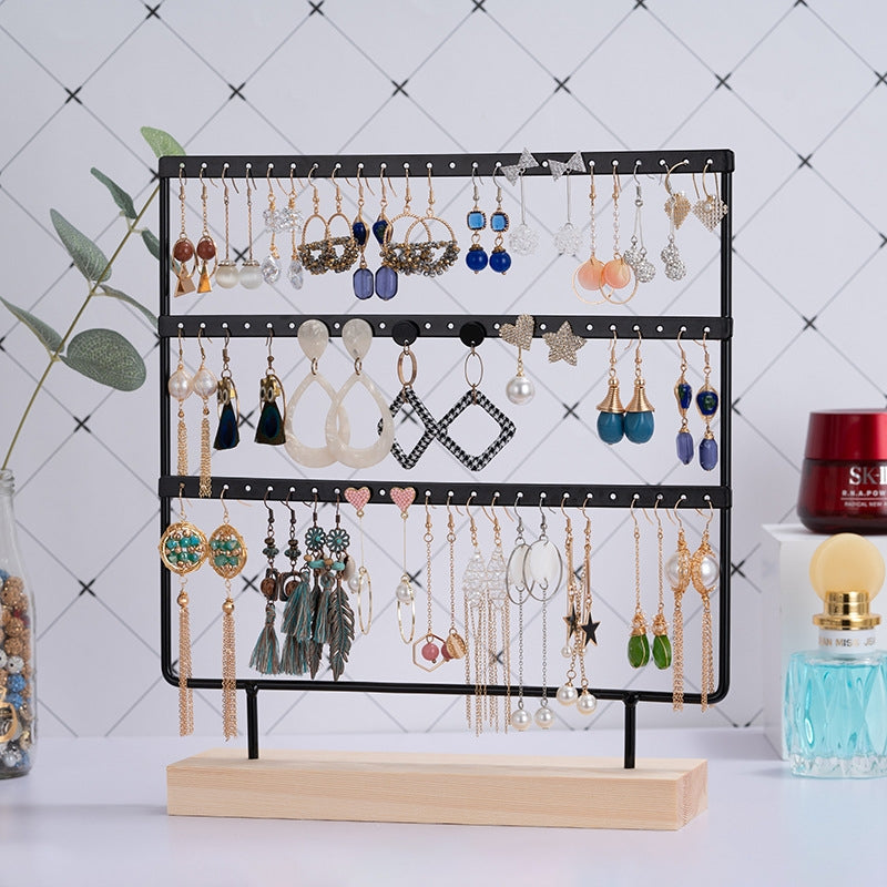 Nordic Style Multi-Layer Metal and Wood Jewelry Display Rack