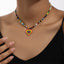 Nordic Bohemian Heart Pendant Beaded Alloy Necklace