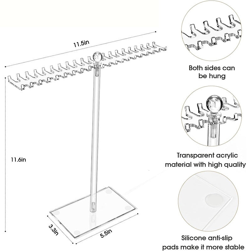 Nordic Style Acrylic Jewelry Display Rack with Dual-Sided Hooks