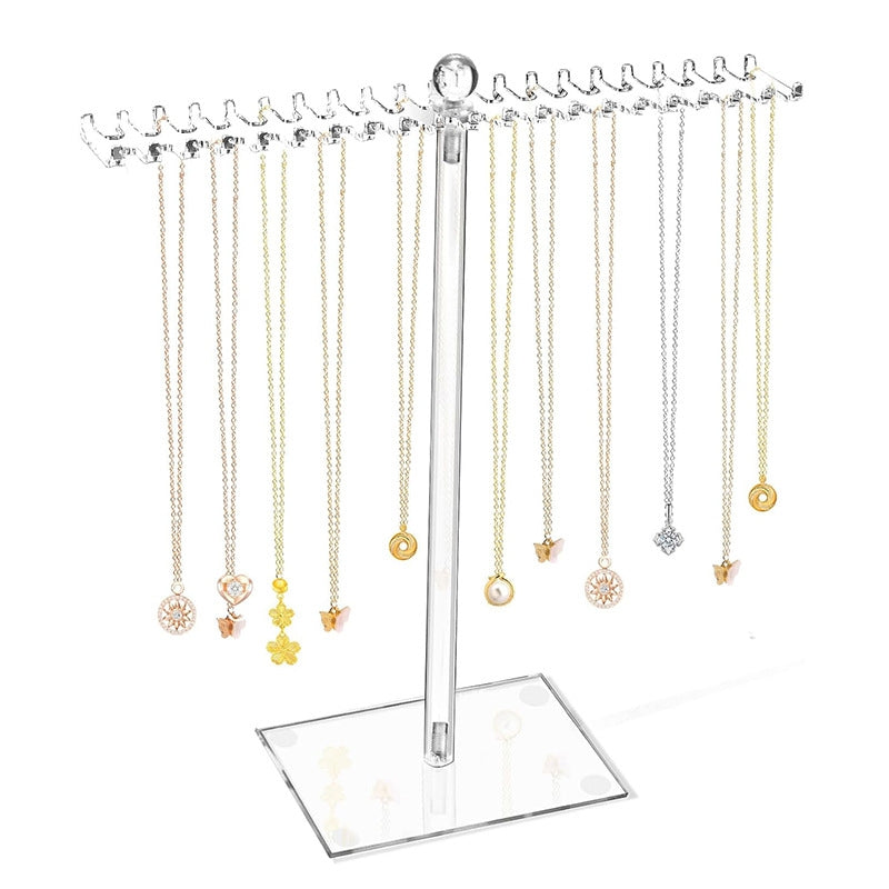 Nordic Style Acrylic Jewelry Display Rack with Dual-Sided Hooks