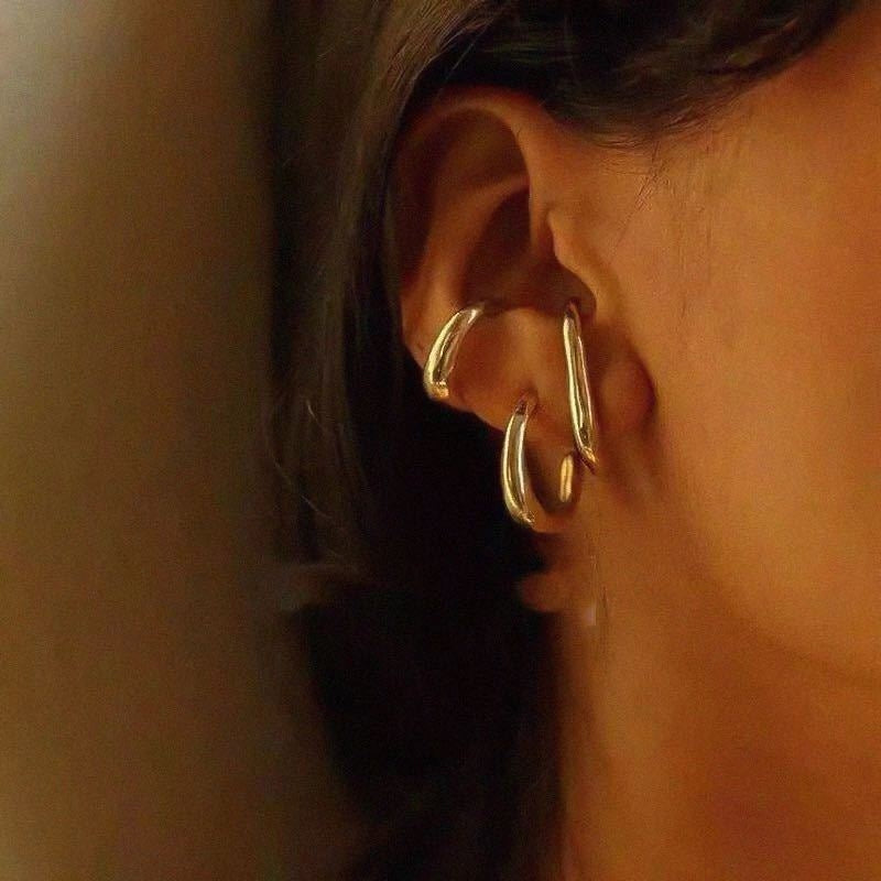 Geometric Alloy Plated Irregular Ear Cuff Clips for Women