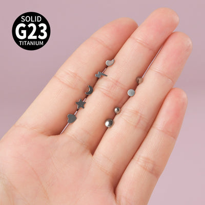 Heart Shape & Water Drop Titanium Stud Earrings Set