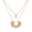 Novelty Star Alloy Double Layer Rhinestone Fan Pendant Necklace