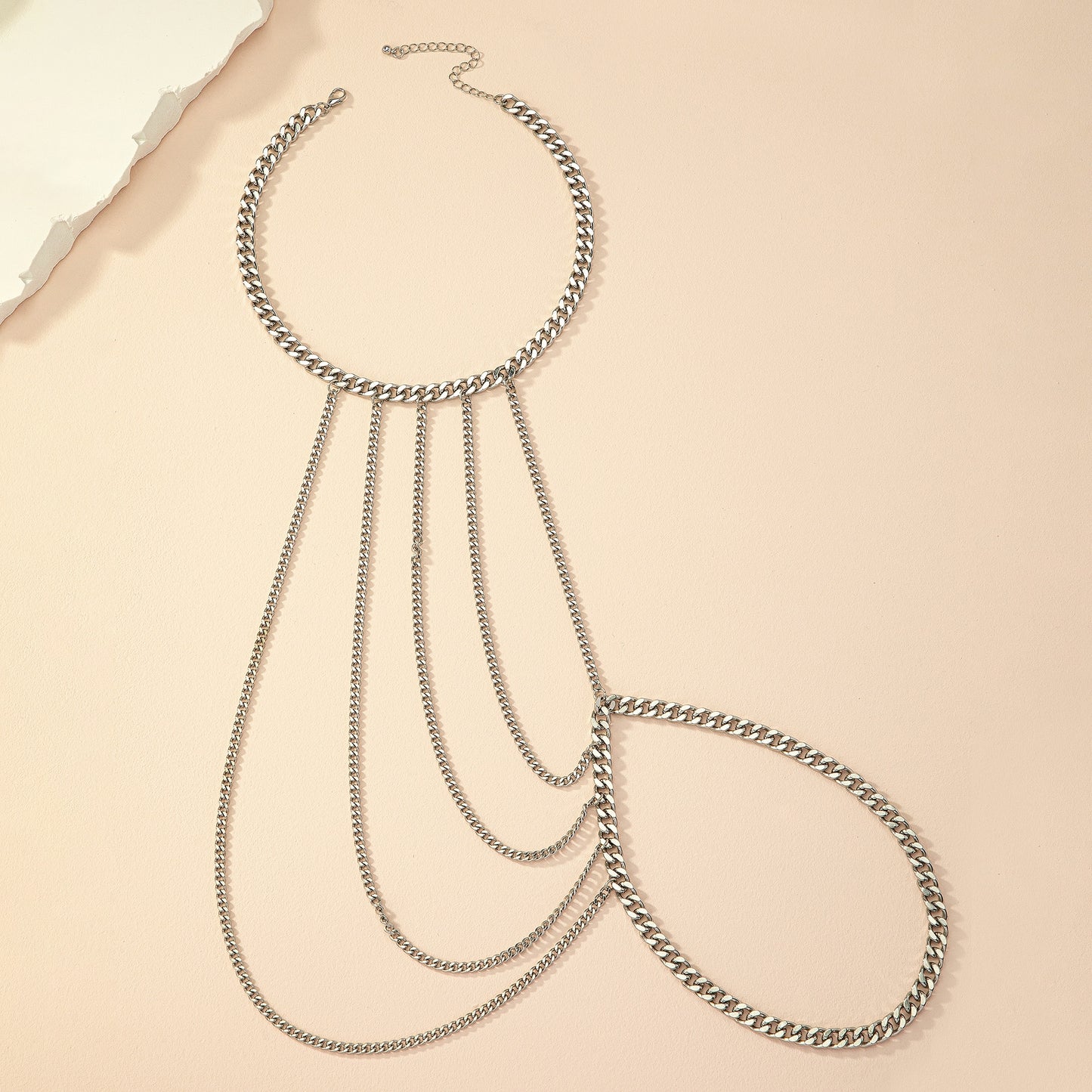 Iron Geometric Layered Tassel Body Chain Necklace