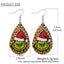 Novelty Christmas Green Frog PU Leather Water Droplet Earrings for Women