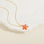 14k Gold Plated Starfish and Shell Zircon Pendant Necklace - Ocean Series