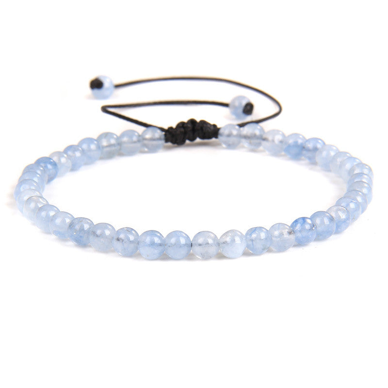 Natural Stone Beaded Bracelet with 4mm Agate Gemstone Beads