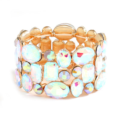 Simple Style Colorful Crystal Glass Rhinestone Alloy Bracelets