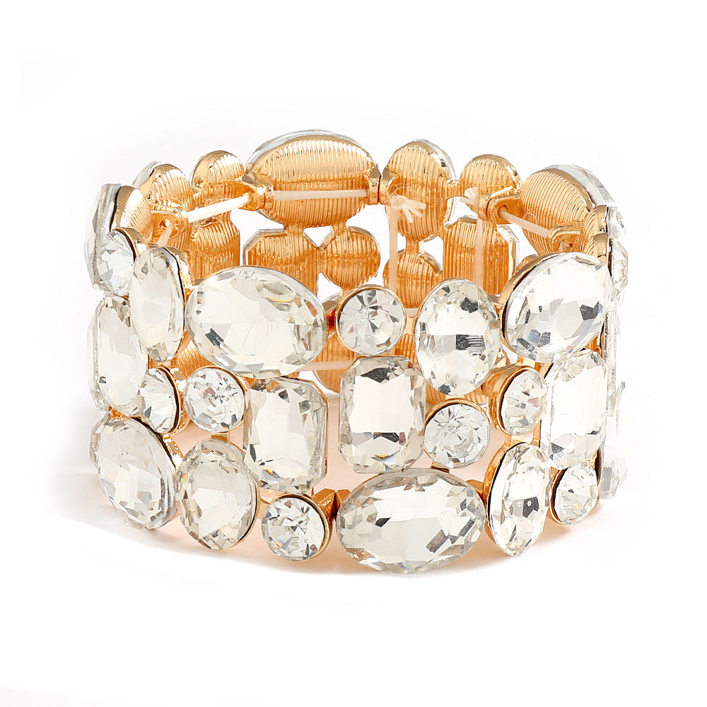 Simple Style Colorful Crystal Glass Rhinestone Alloy Bracelets