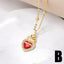 18K Gold Plated Heart Shape Zircon Wing Pendant Necklace