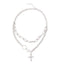 Simple Classic Cross Gold Plated Layered Necklace with Pearl Pendant