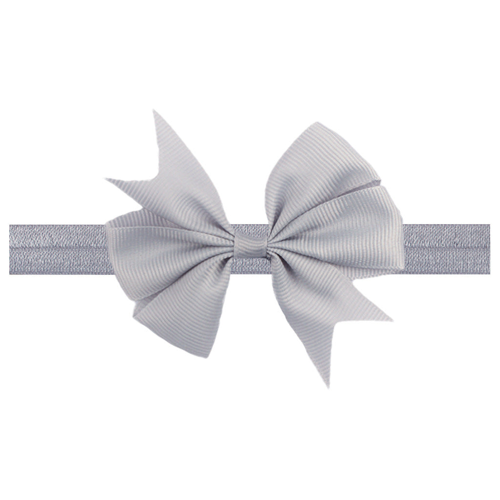 Solid Color Floral Baby Bow Headband with V-Shaped Ribbon - 21 Colors Available