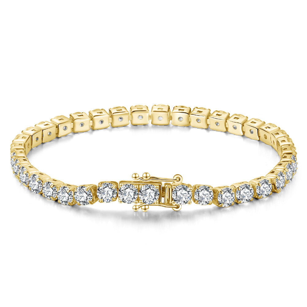 14k Gold Plated Sterling Silver Bracelet with Inlay Zircon Diamonds