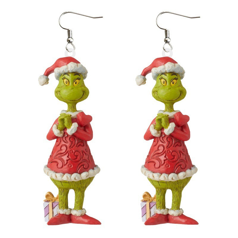 Cartoon Character Grinch Christmas Acrylic Drop Earrings